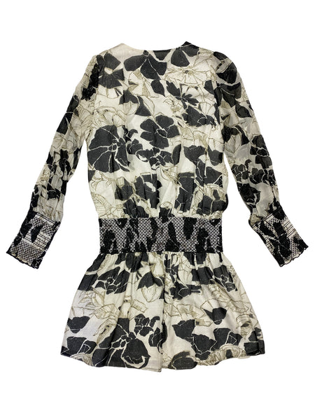 Hanley Mellon Women's Floral Tunic Top with Striped Bib