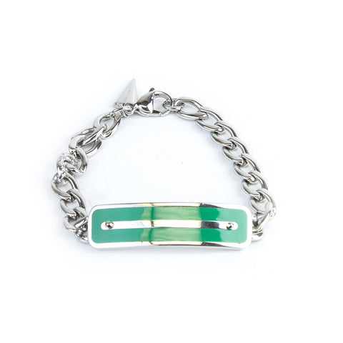 Rebecca Minkoff Emerald/Silver Plate ID Chain Bracelet $128