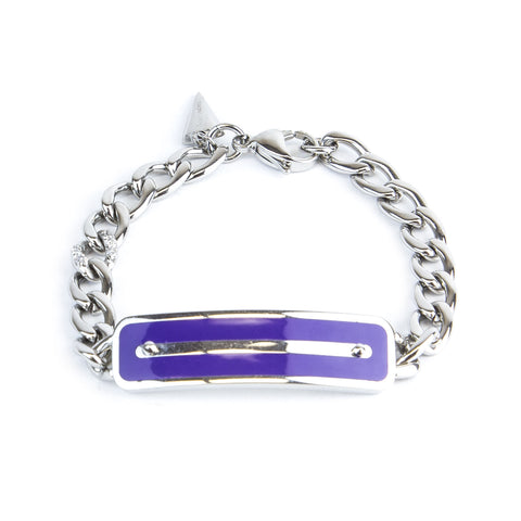 Rebecca Minkoff Purple/Silver Plate ID Chain Bracelet $128