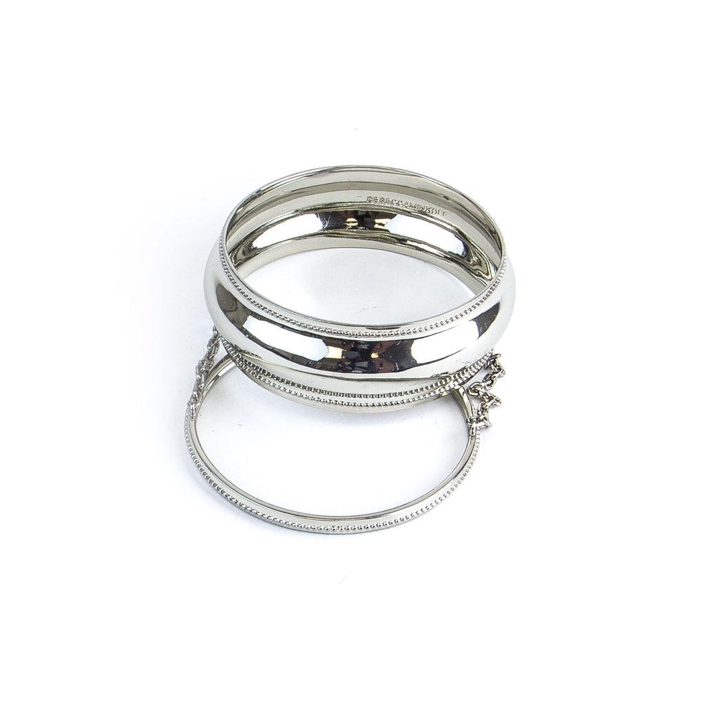 Rebecca Minkoff Silvertone Double Chain Bangle Bracelet $128