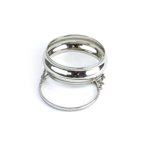 Rebecca Minkoff Silvertone Double Chain Bangle Bracelet $128