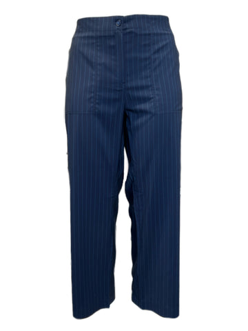 Marina Rinaldi Women's Navy Radice Striped Virgin Wool Pants Size 22W/31 NWT