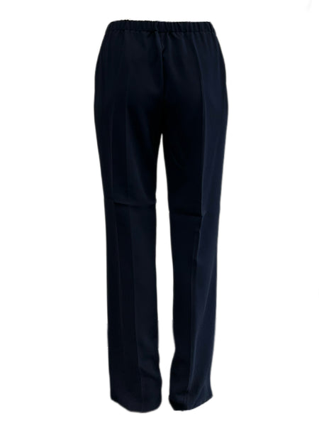 Marina Rinaldi Women's Navy Radici Elastic Waist Straight Pants NWT