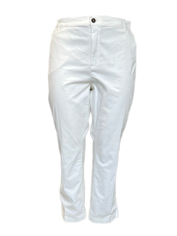 Marina Rinaldi Women's White Raduno Mid Rise Straight Pants Size 20W/29 NWT