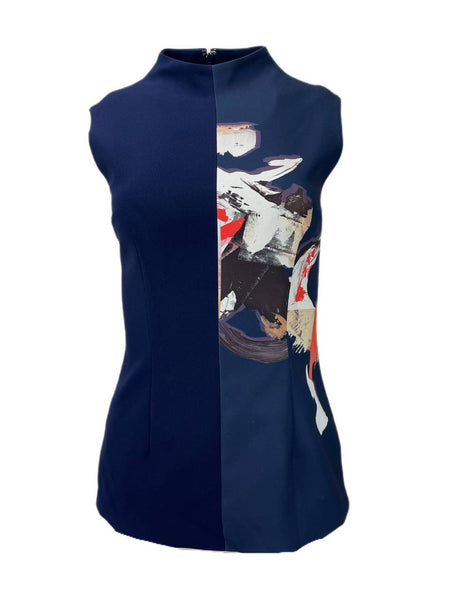 SOLACE London Women's Navy Print Raelynn Top Size US 4 NWT