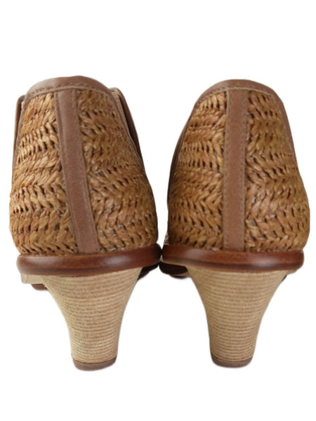 MATT BERNSON Women's Brown Chestnut Raffia Marlow Booties #MB108-4 NWB