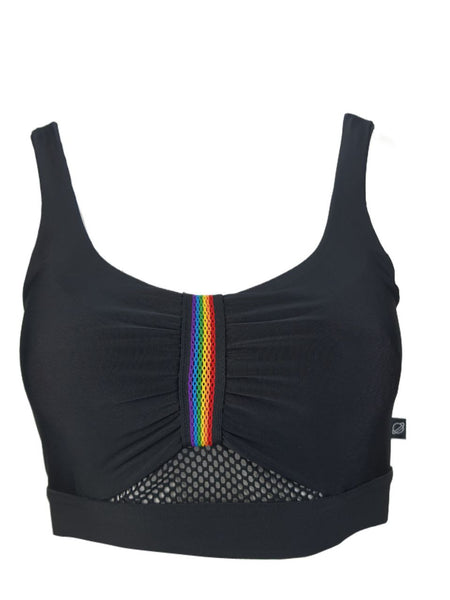 TEREZ Women's Black Rainbow Tape Sports Bra #23488017 NWT