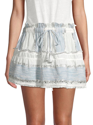 Ramy Brook Women's Alba Two Tone Mini Skirt, White/Blue, Small