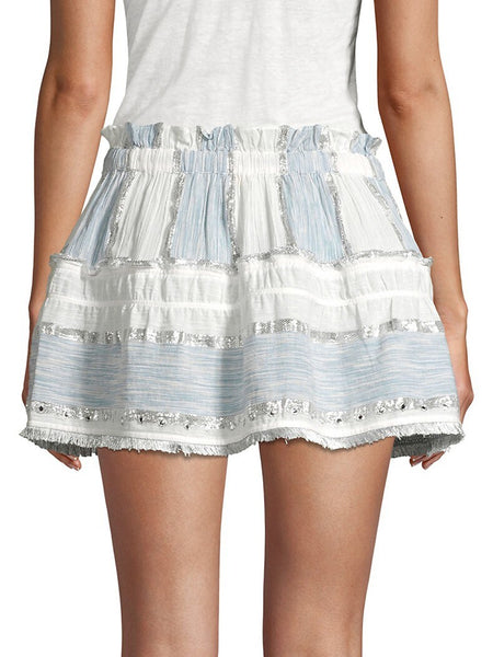 Ramy Brook Women's Alba Two Tone Mini Skirt, White/Blue, Small