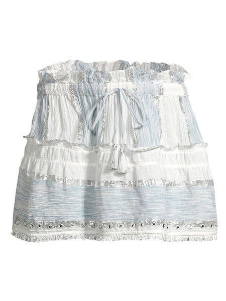 Ramy Brook Women's Alba Two Tone Mini Skirt, White/Blue, Small