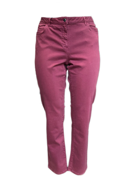 Marina Rinaldi Women's Burgundy Raro Mid Rise Slim Denim Pants Size 22W/31