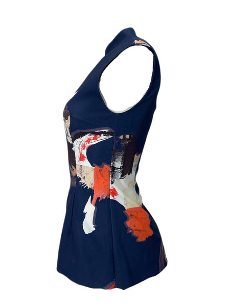 SOLACE London Women's Navy Print Raelynn Top Size US 4 NWT