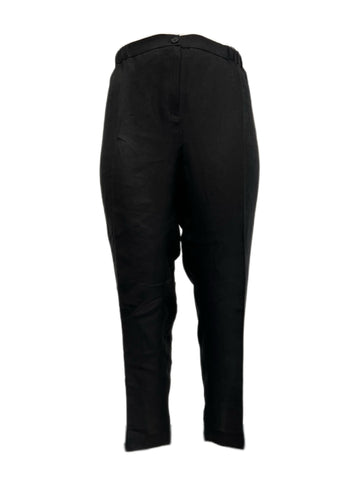 Marina Rinaldi Women's Black Regione High Rise Flax Straight Pants Size 22W/31