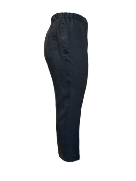 Marina Rinaldi Women's Black Regione Mid Rise Slim Flax Pants NWT