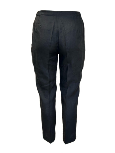Marina Rinaldi Women's Black Regione Mid Rise Slim Flax Pants NWT