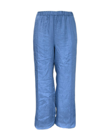 Marina Rinaldi Women's Blue Regolare Elastic Waist Flax Pants Size 22W/31 NWT