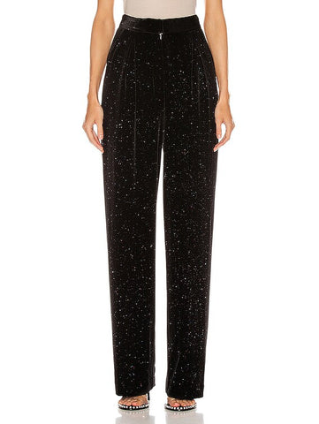 RETROFETE Women's Black Glitter Velvet Mary Pants $345 NWT