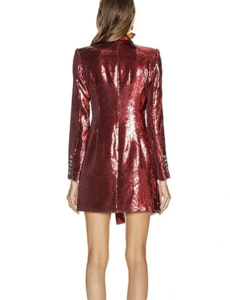 RETROFETE Women's Red Sequin Selena Jacket Dress $760 NWT