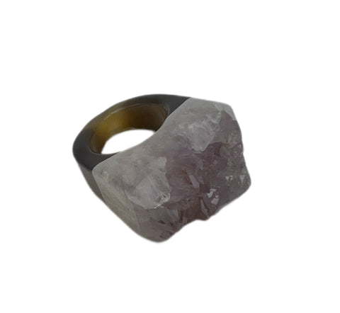 RABLABS Women's Grey Amethyst Natural Stone Ring #Rng1 Size 6 NWT
