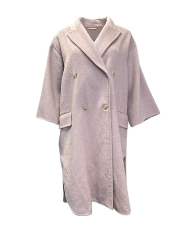 Max Mara Women's Pink Risorsa Cashmere Blended Double Breated Coat Size 8 NWT
