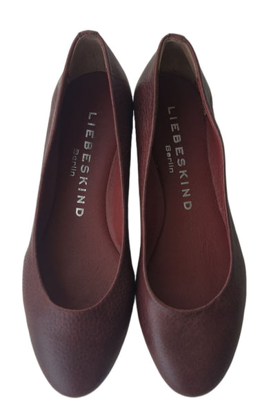 LIEBESKIND Women's Red Rouge Noir Leather Balerina Flats #LK5011 NWOB