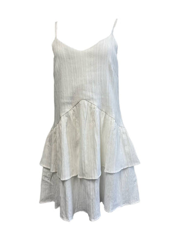 LOST IN LUNAR Women's White Sleeveless Ruffle Skirt Mini Dress Size XS NWT