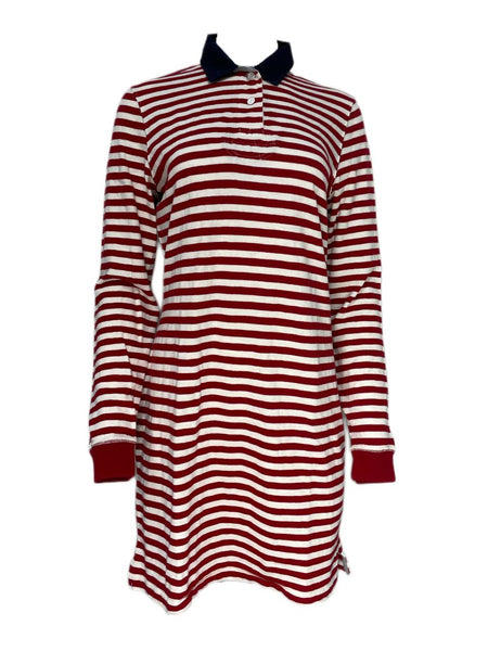 Guideboat Co Women's Red Stripe Long Sleeve Rugby Dress Size L NWT