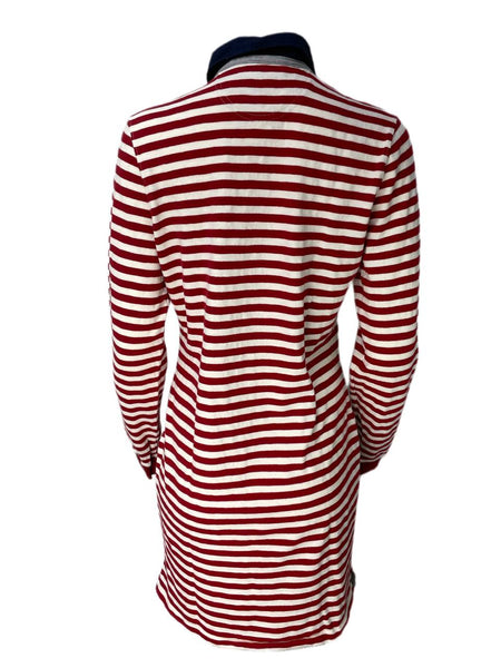 Guideboat Co Women's Red Stripe Long Sleeve Rugby Dress Size L NWT