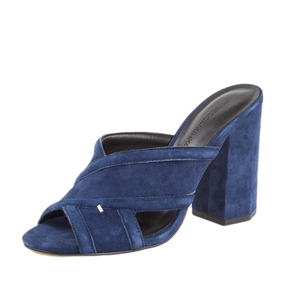 REBECCA MINKOFF Women's Ryann Suede Chunky Heel Silde Sandals $195 NIB