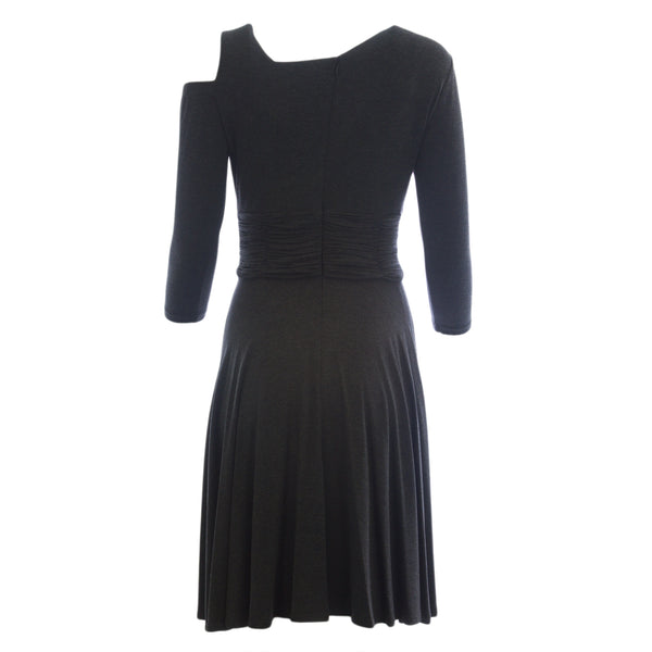 NUE by Shani Women's Grey Shoulder Cut Out A-Line Dress S293 $280 NWT