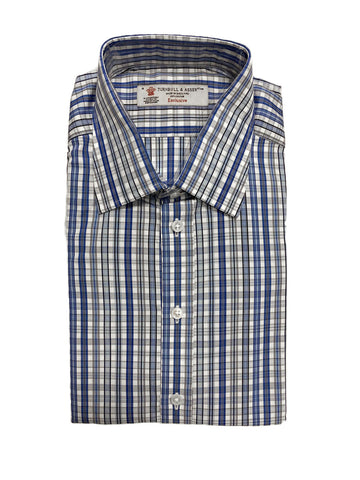 Turnbull & Asser Navy/White Check Classic Fit Exclusive Button-up Shirt $375 NEW