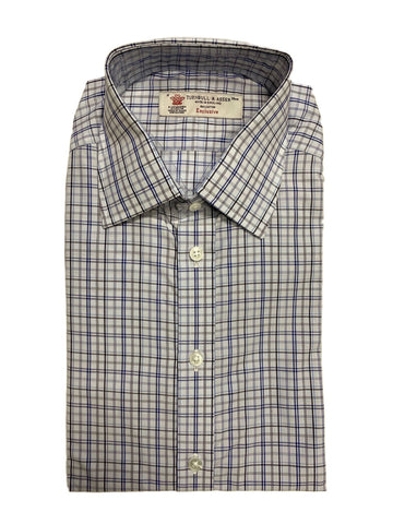 Turnbull & Asser Navy/Blue Check Exclusive Classic Fit Button-up Shirt $375 NEW