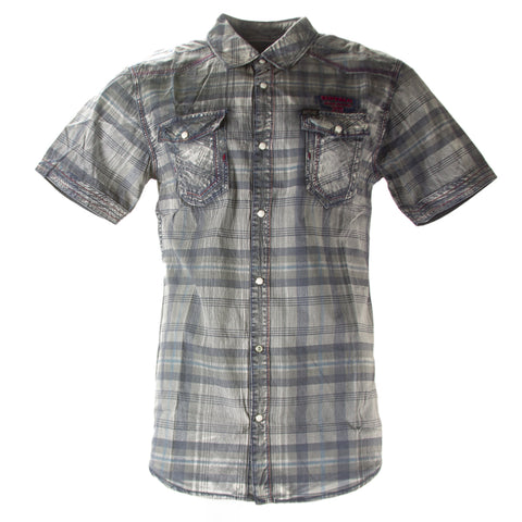 Buffalo David Bitton Men's Petrol Plaid Steddy Button-up Shirt BPM11891 $74 NEW