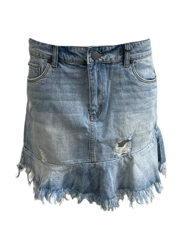 STS Blue Women's Blue Denim Distressed Mini Skirt Size 30 NWT