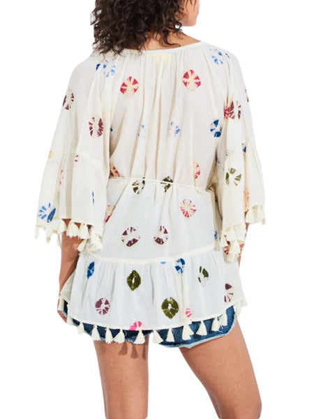 ROBERTA ROLLER RABBIT Women's Ivory Sand Dollar Dye Dita Tunic $145 NEW