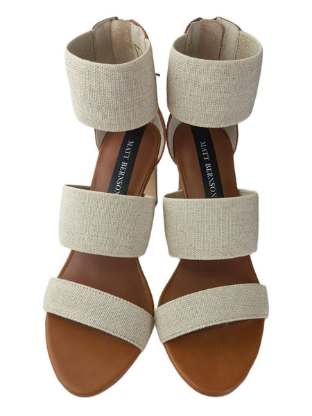 MATT BERNSON Women's Brown Sand Cognac Elastic Zinnia Pump #MB161 NWB