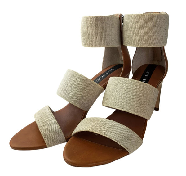 MATT BERNSON Women's Brown Sand Cognac Elastic Zinnia Pump #MB161 NWB