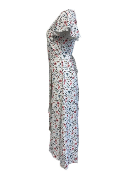 LOST IN LUNAR Women's White Floral Print Wrap Maxi Dress Size XS NWT