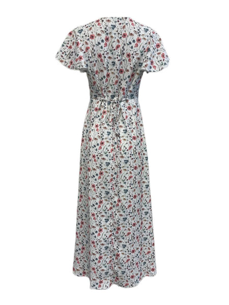 LOST IN LUNAR Women's White Floral Print Wrap Maxi Dress Size XS NWT