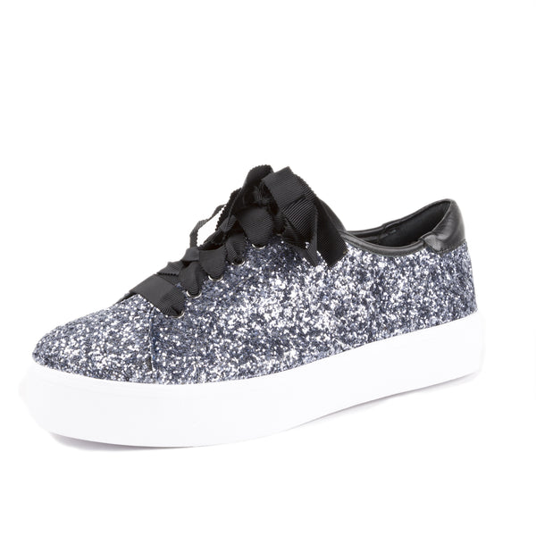 REBECCA MINKOFF Women's Saxon Glitter Platform Sneakers $225 NIB
