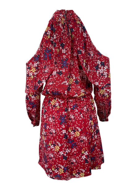 PARKER Women's Red Scilla Cold Shoulders  Mini Dress Size M NWT