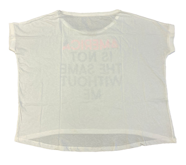 AMERICA IS NOT THE SAME WITHOUT ME Women's Off-Wht Selfie Perfect Top