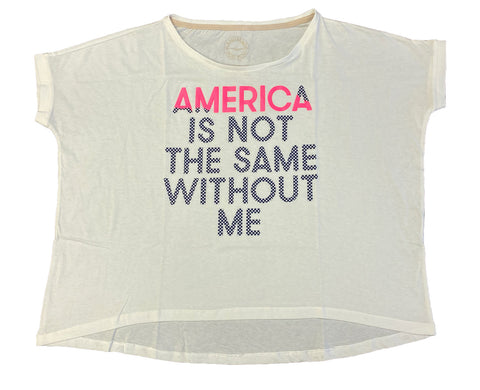 AMERICA IS NOT THE SAME WITHOUT ME Women's Off-Wht Selfie Perfect Top