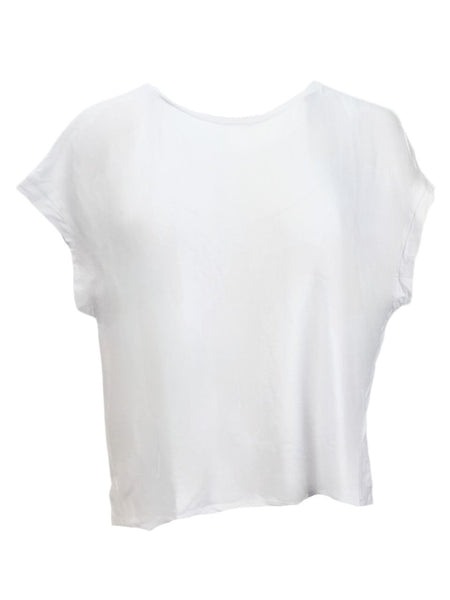 TEREZ Women's White Round Neck T-Shirt #2439547 Small NWT