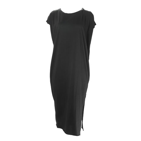OAK NYC Women's Black Side Pleat Box Maxi Dress WD038 $115 NEW