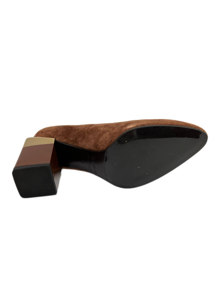 Max Mara Women's Brown Siena Suede Block Heel Pumps NWB