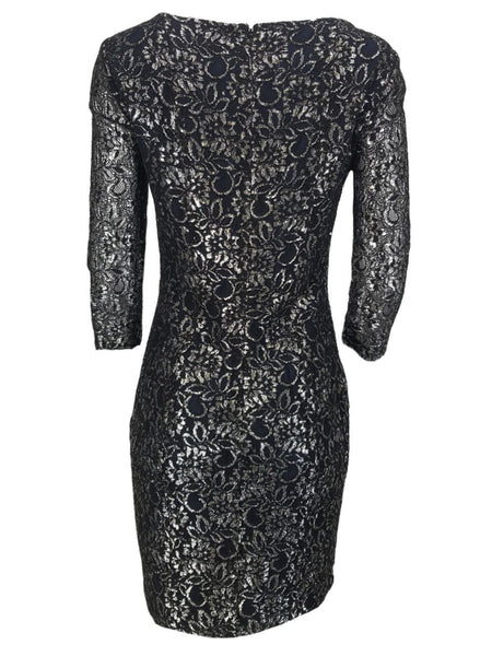 ERIN Women's Black Pensil Silver Embroidered Dress #310116136650 6 NWT
