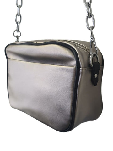 URBAN ORIGINALS Women's Silver Mindful Vegan Leather Crossbody Bag #420010 NWT