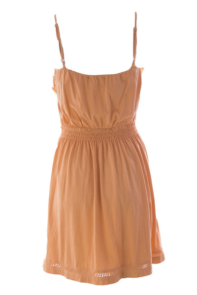 VELVET by Graham & Spencer Womens Cantaloupe Ruched Eyelet Trim Dress S $129 NEW