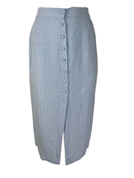 DL1961 Women's Blue Stripe Front Button Midi Skirt #8748 NWT